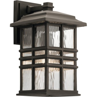 Beacon Square 14.25" Outdoor Wall Light in, 1-Light Exterior Wall Sconce with with Clear Hammered Glass, (14.25" H x 8" W), 49830OZ