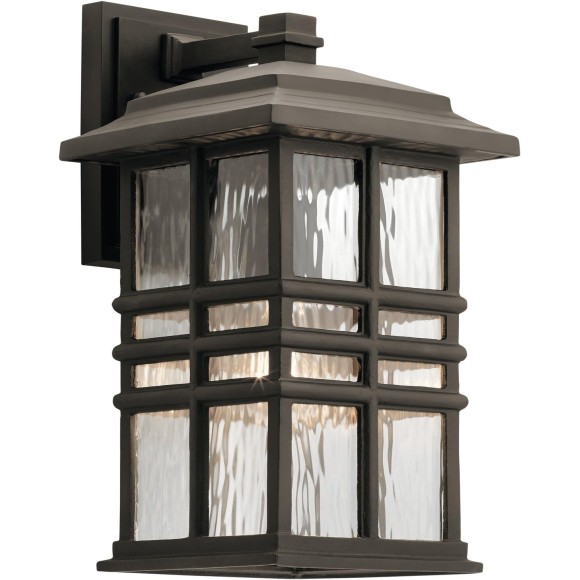 Beacon Square 14.25" Outdoor Wall Light in, 1-Light Exterior Wall Sconce with with Clear Hammered Glass, (14.25" H x 8" W), 49830OZ