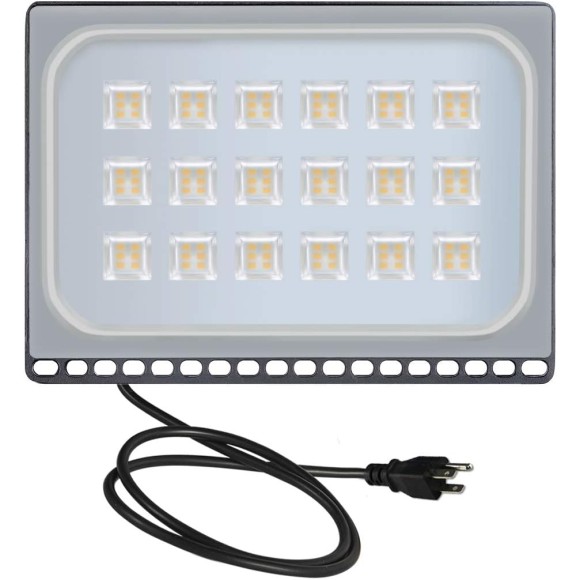 4 Pack 100W LED Flood Lights Outdoor, Waterproof IP67 Work Lights, 110V 10000LM Warm White(3000K), Super Bright Security Floodlights Wall Lights Landscape Lights with US Plug