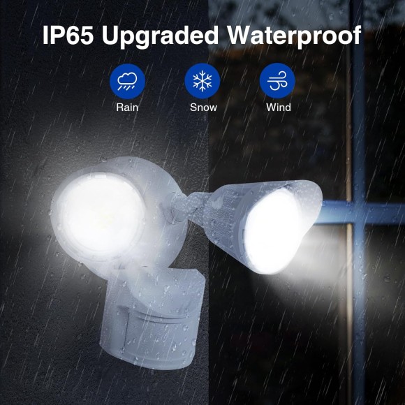 LED Security Lights, Motion Sensor Outdoor Light, Motion Detector Flood Light, 20W 2000LM, 5000K, IP65 Waterproof, Adjustable 2 Head for Garage, Yard, Porch