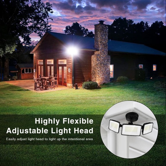 100W Flood Lights Outdoor, 2 Packs Outdoor Security Lights 9000LM, 6500K LED Outdoor Flood Light Fixture, 3 Adjustable Heads, IP65 Waterproof Exterior Flood Light for Yard,Garage,Eave Mount