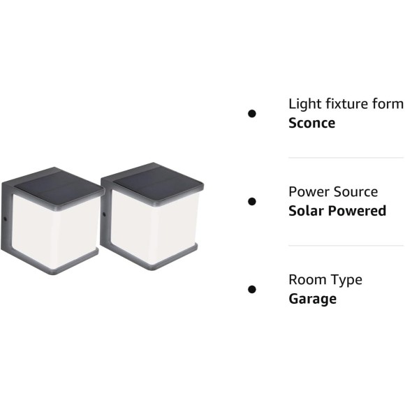 2 Pack Solar Motion Sensor Outdoor LED Wall Light, IP65 Waterproof Modern Wall Sconce, 4000K, 500LM, 120° Sensing Angle, Wireless Fence Lights Decorative for Porch, Patio, Garden