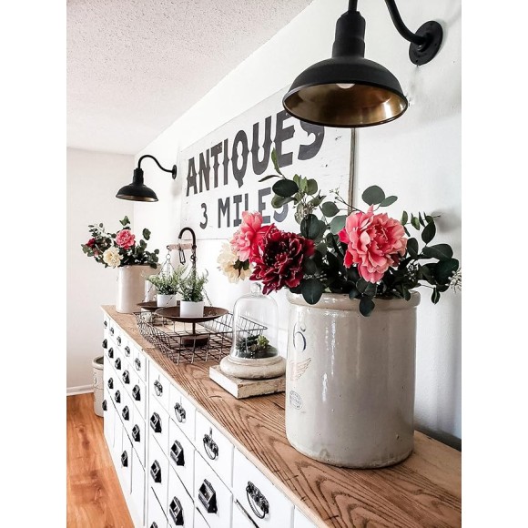 Westchester Barn Light | Outdoor Wall Mounted | 12 inch Dome | 23 inch Gooseneck| Warehouse Steel Light Made in America | Matte Black Exterior/Matte Black Interior