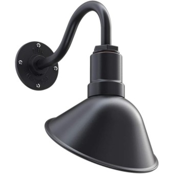 Venice Store Sign Light | for Outdoor Restaurant Accent Wall | 9 inch Dome | 11 inch Gooseneck | Made in America | Matte Black Exterior/Matte Black Interior