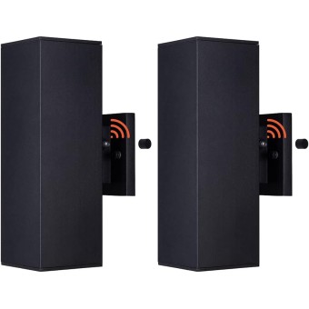 Modern Outdoor Porch Light Patio Light in 2 Lights Photocell Sensor with Matte Black Aluminum Rectangular Tube and Tempered Glass Cover Waterproof Wall Sconce 2 Pack