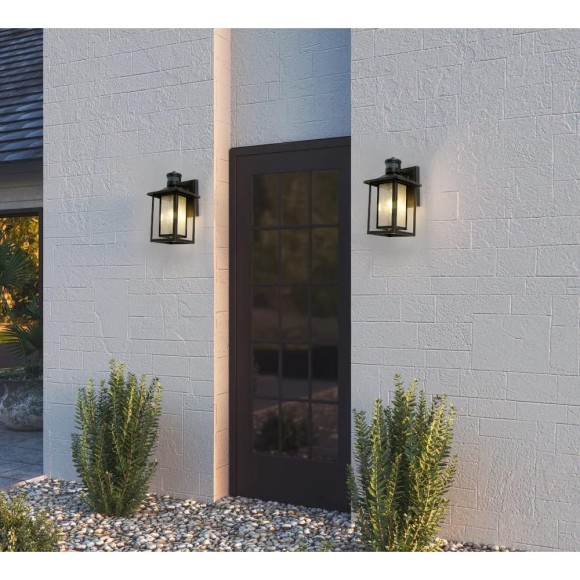 Motion Sensor LED Outdoor Wall Lights,Exterior Wall Lanterns,Matte Black Finish Wall Sconce for Front Door, Garage, Stairway, Living Room