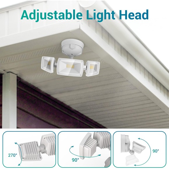 55W Flood Lights Outdoor, Switch Controlled LED Flood Light Outdoor 5500LM 5000K, IP65 Waterproof Exterior Security Light,Outside Spotlight for Garage Eave Yard 2 Pack (White)