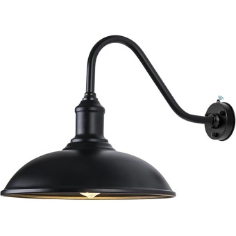 Dusk to Dawn Exterior Farmhouse Lighting 18&#34; Diameter Barn Light Fixture for House with Anti-ponding Bottom, Barn Gooseneck Lighting for Garage Patio Porch (18&#34; Diameter, 1 PC)