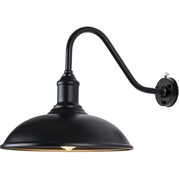 Dusk to Dawn Exterior Farmhouse Lighting 18&#34; Diameter Barn Light Fixture for House with Anti-ponding Bottom, Barn Gooseneck Lighting for Garage Patio Porch (18&#34; Diameter, 1 PC)