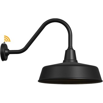 Large 18" Outdoor Gooseneck Barn Light - Rustic Barn Wall Sconce, Dusk to Dawn Exterior Light Fixture for Porch & House - 1-Pack
