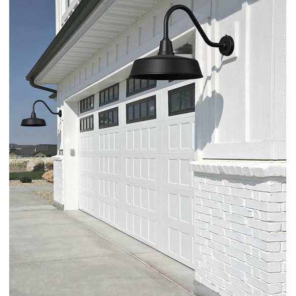 Large 18" Outdoor Gooseneck Barn Light - Rustic Barn Wall Sconce, Dusk to Dawn Exterior Light Fixture for Porch & House - 1-Pack