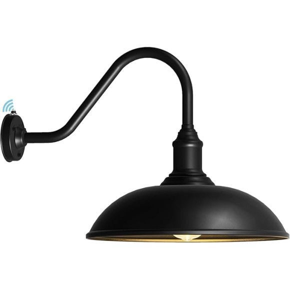 Outdoor Barn Light - 18 Inch Dusk to Dawn Large Exterior Fixture with Extended Arm Gooseneck Light - Waterproof and Rust Resistant for Farmhouse, Garage, Porch