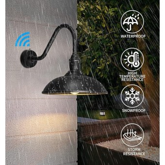 Outdoor Barn Light - 18 Inch Dusk to Dawn Large Exterior Fixture with Extended Arm Gooseneck Light - Waterproof and Rust Resistant for Farmhouse, Garage, Porch