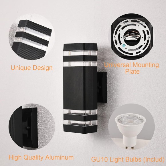 4 Pack Outdoor Wall Lights, Modern Exterior Lighting Fixtures Wall Mount, Body in Aluminum Outdoor Lights for House, Up and Down Lights Outdoor Sconces Wall Lighting for Porch Patio Garage