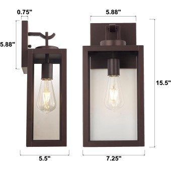 Large Outdoor Wall Lantern 2 Pack, Oil Rubbed Bronze Exterior Lights Fixture, Clear Glass Outside Wall Light for House Garage Doorway Patio Porch