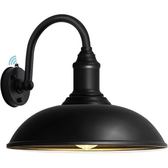 Large 18" Outdoor Barn Gooseneck Light Dusk to Dawn, Classic Farmhouse Barn Wall Sconce, Gooseneck Lighting for Porch, Garage