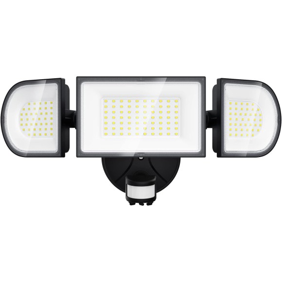 100W Motion Sensor Light Outdoor & 2 Pack Solar Outdoor Lights with 6 Heads, 496 LED Motion Sensor Lights 3 Levels of Brightness, 3 Lighting Modes LED Security Flood Lights with Remote Control