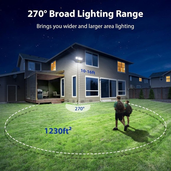 100W Motion Sensor Light Outdoor & 2 Pack Solar Outdoor Lights with 6 Heads, 496 LED Motion Sensor Lights 3 Levels of Brightness, 3 Lighting Modes LED Security Flood Lights with Remote Control