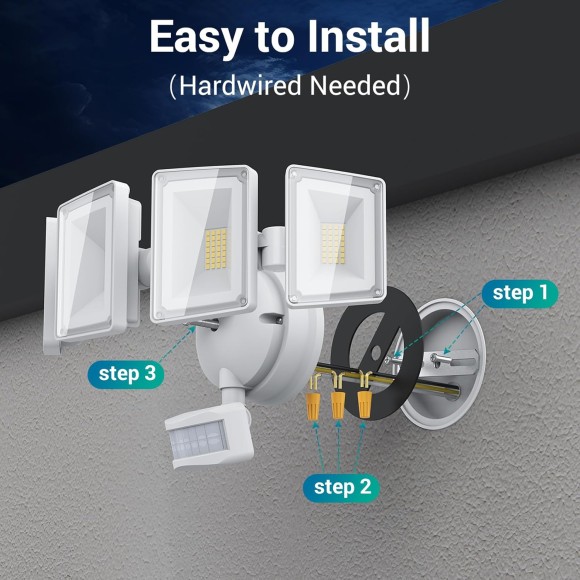 100W Motion Sensor Light Outdoor Remote Control, 10000LM Super Bright LED Flood Light Outdoor, IP65 Waterproof Security Light Outdoor, 5000K White Motion Sensor Light for Yard Eave-2 PACK