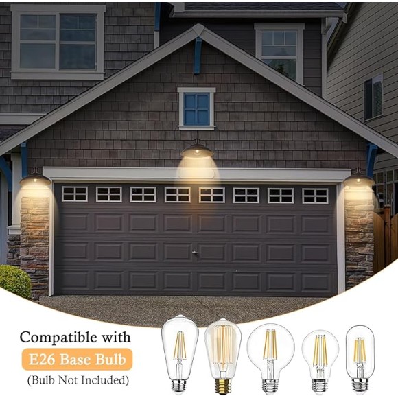 Outdoor Gooseneck Barn Light Fixtures, 16 Inch Dome Large Wall Sconces, Farmhouse Exterior Wall Mount Lights for House Garage Patio Doorway, Oil Rubbed Bronze, 2 Pack