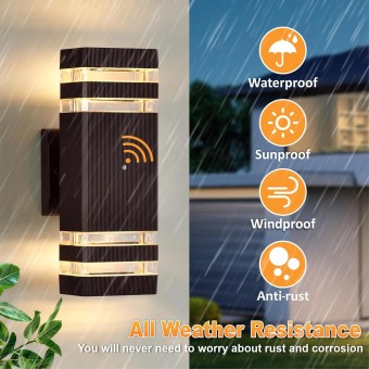 4 Pack Outdoor Lighting, Modern Outdoor Wall Light Fixtures Brown Exterior Lights for House, Waterproof Aluminum Up and Down Lights Outdoor for Porch Garage Patio