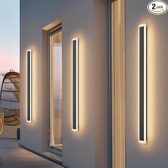 2 Pack 39.4in Long Outdoor Wall Light,Modern LED Exterior Wall Sconce IP65 Waterproof 3000K Linear Exterior Wall Mount Lighting for Garage Porch