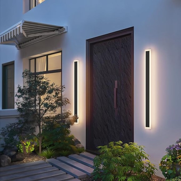 2 Pack 39.4in Long Outdoor Wall Light,Modern LED Exterior Wall Sconce IP65 Waterproof 3000K Linear Exterior Wall Mount Lighting for Garage Porch