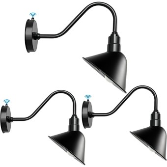 3 PCS Sign Light Outdoor Store Gooseneck Barn Fixture - 8 inch Dome Angle Shade Small Wall Scoop Lights Dusk to Dawn Farmhouse Vintage Antique Style Light
