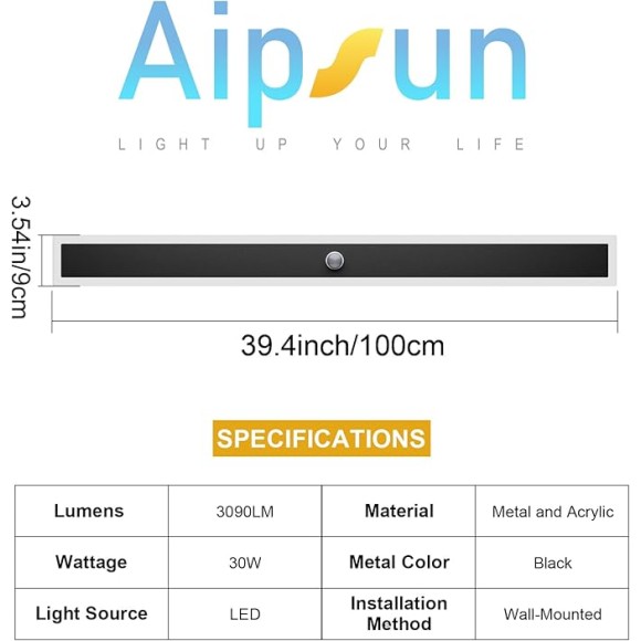 2 Packs Motion Black Outdoor Wall Light 39.4inch Modern LED Exterior Wall Sconce, Long LED Linear Exterior Lights 3000K for House Living Room Corridor