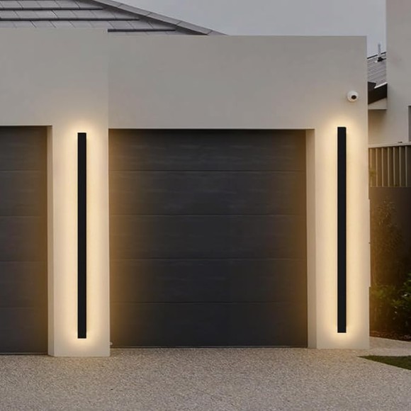 2 Pack 47.25inch Long Outdoor LED Wall Lights 35W Black 3000K Warm White Porch Lights Acrylic Waterproof IP65 Exterior Wall Light Fixtures for House Patio Porch Courtyard
