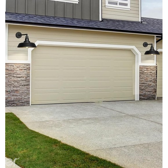 15" Large Gooseneck Barn Lights - Gooseneck Outdoor Lights Stylish Black Wall Lights, Farmhouse and Garage Porch Lights 2-Pack