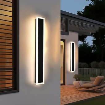 2 Pack Long 32inch Outdoor LED Wall Lights, Dimmable with Remote 3000K-6000K, Modern Long Acrylic Strip Exterior Light Fixture Waterproof IP65 Outdoor Wall Sconce