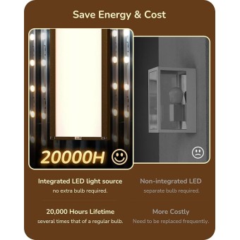 2 Pack Modern Outdoor Wall Lights Dimmable, 39.3" Rectangular Outdoor Wall Sconce, 3CCT, Iron & PC, IP65 Waterproof, Long Front Porch Light for Patio, Yard, Oil Rubbed Bronze