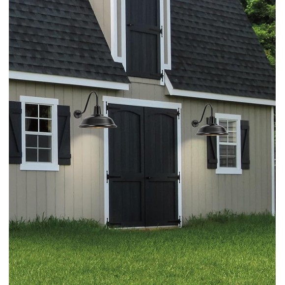 Large 18" Black Vintage Industrial Barn Gooseneck Light, Classic Farmhouse Barn Light Outdoor Porch Light for Garage, Patio